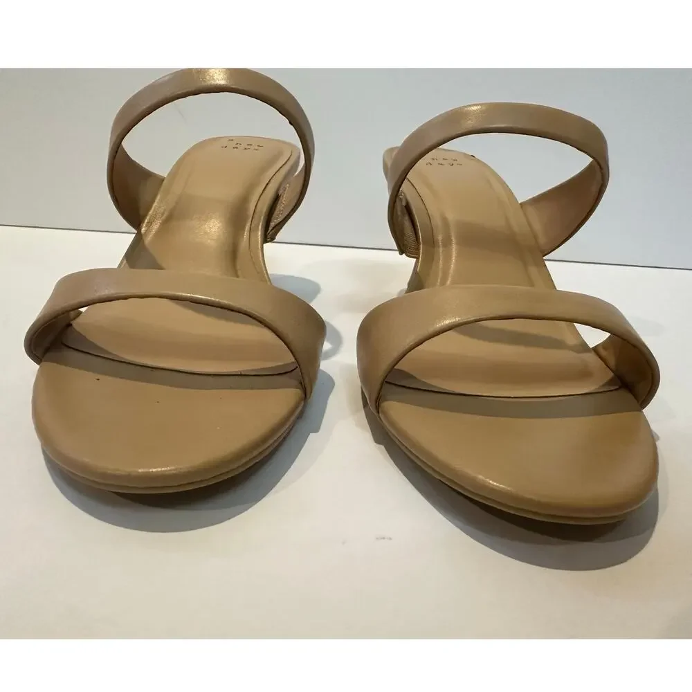 A New Day Paige Double Strap Heels Women’s 9 Beige Minimalist Sandals NWOT
